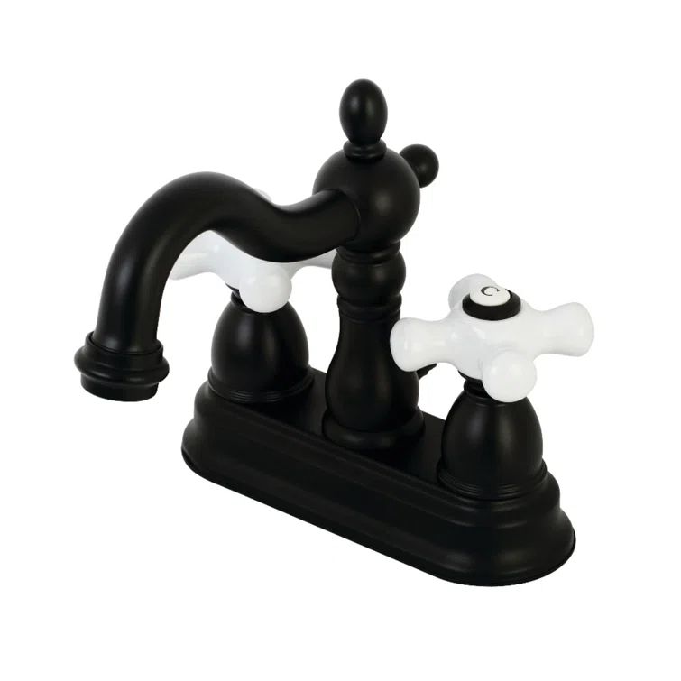 Matte Black Traditional 4-Inch Centerset Bathroom Faucet