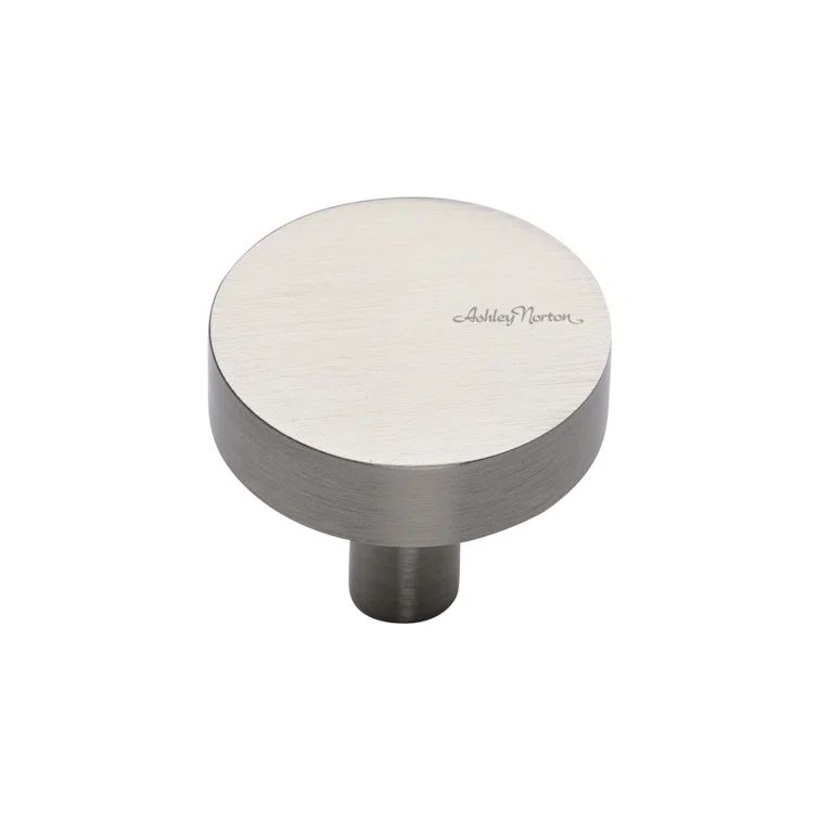 Brushed Nickel Round Modern Cabinet Knob with Mounting Hardware