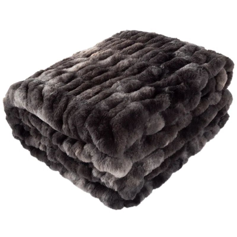 Queen Black Faux Fur Machine Washable Blanket