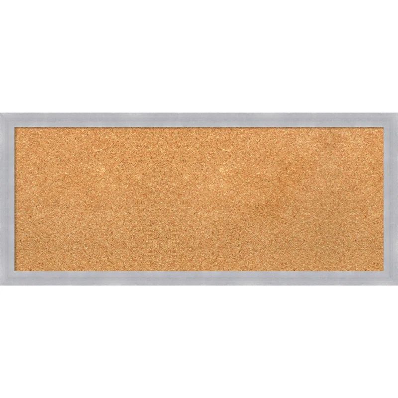 32"x14" Natural Cork Bulletin Board with Two Tone Wood Frame