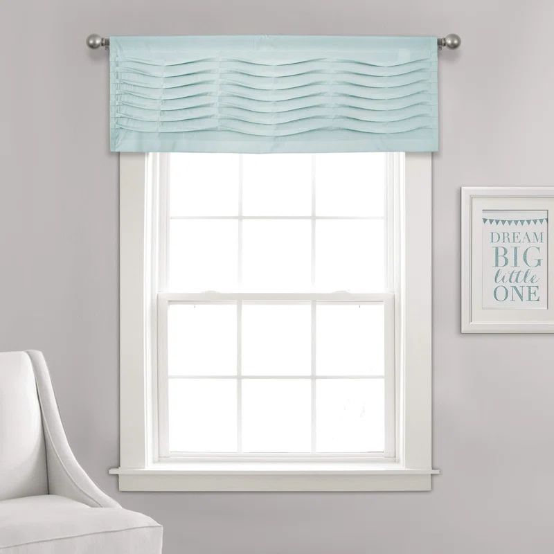 Blue Textured Polyester Rod Pocket Window Valance, 18 x 54 Inch