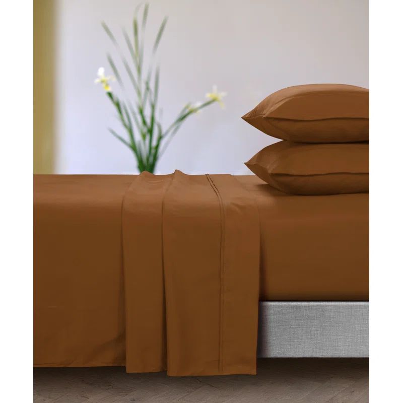 Twin XL Camel Deep Pocket Microfiber Solid Sheet Set