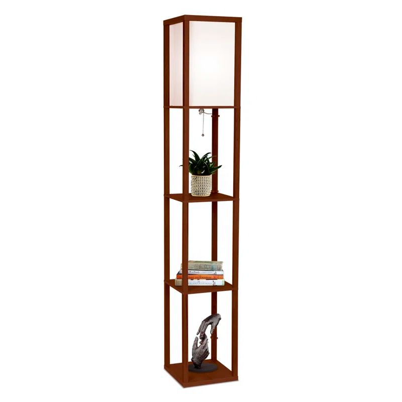 Walnut Brown Adjustable Torchiere Floor Lamp for Kids Nursery