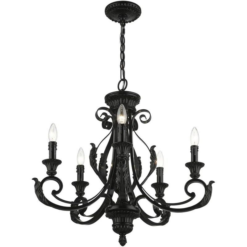Valencia Shiny Black 5-Light Steel Chandelier