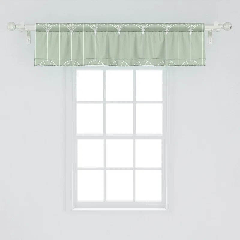 Pale Green and White Geometric Satin Window Valance