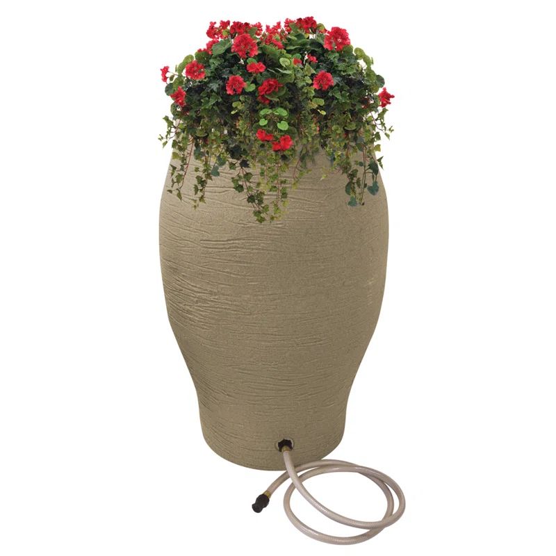50 Gallon Brown Plastic Rain Barrel with Diverter Kit