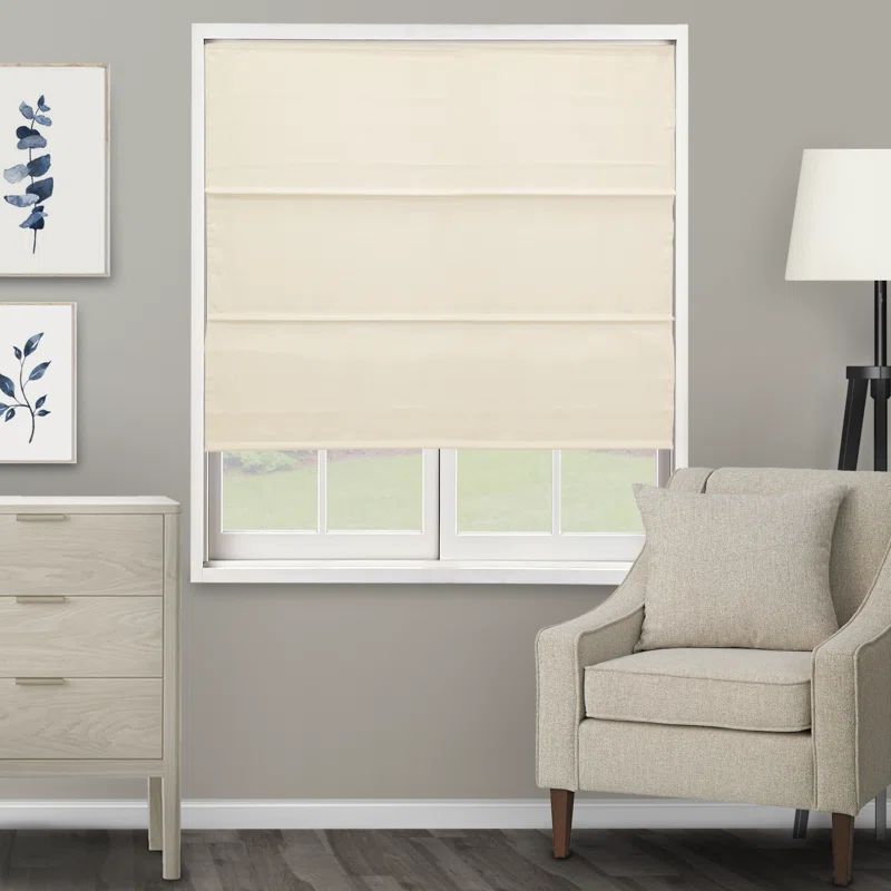 Ridgewood Cream Cordless Fabric Roman Blackout Shade 36" x 72"