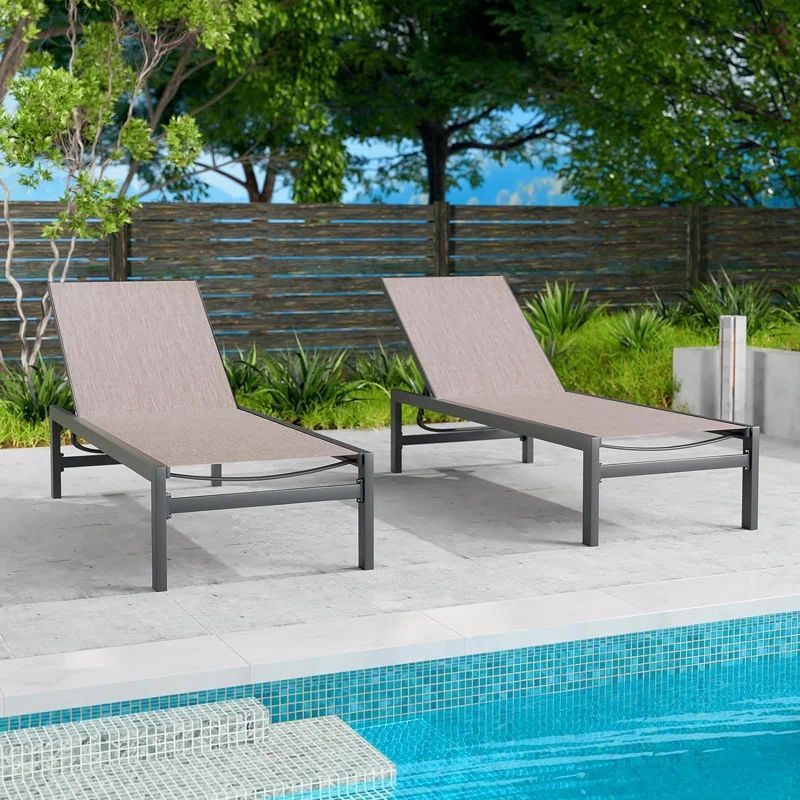 Kozyard 2-Piece Gray and Black Aluminum Outdoor Chaise Lounge Set