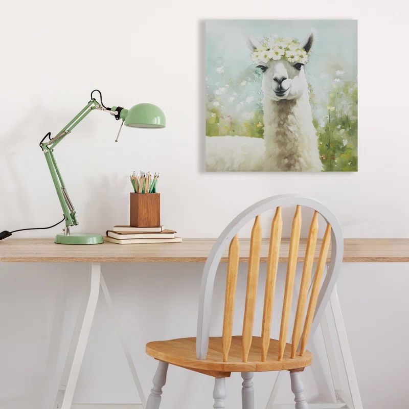 Sunshine Llama in Flower Fields Canvas Wall Art