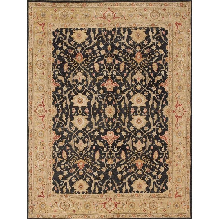 Hand-Knotted Black Wool Rectangular Rug, 70" x 18"