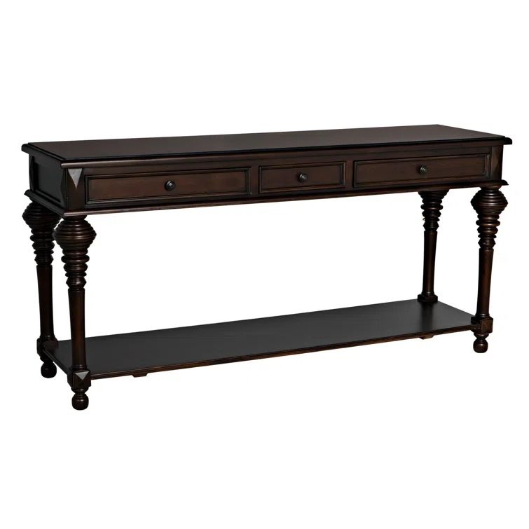 Colonial Elegance 72'' Distressed Black Solid Wood Console With Storage