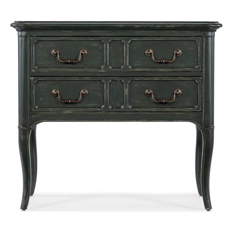 Charleston Green Rustic 2-Drawer Nightstand with USB Ports
