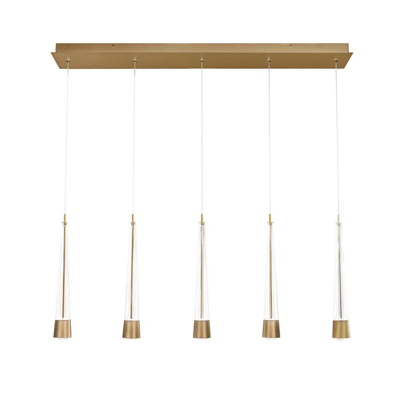 Aged Brass and Glass 40" Linear LED Pendant Light
