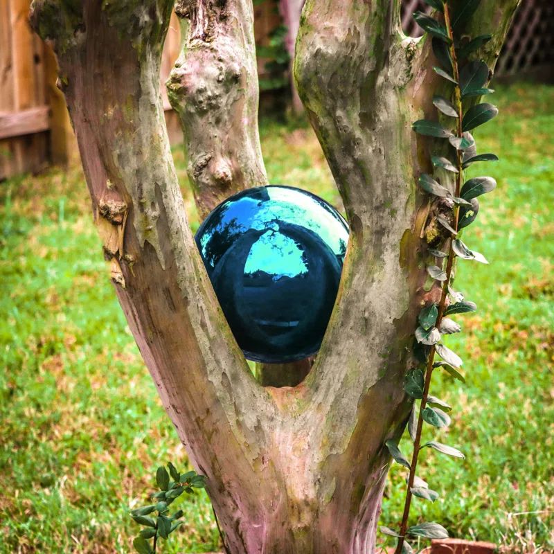 Blue Stainless Steel 10" Garden Gazing Mirror Ball
