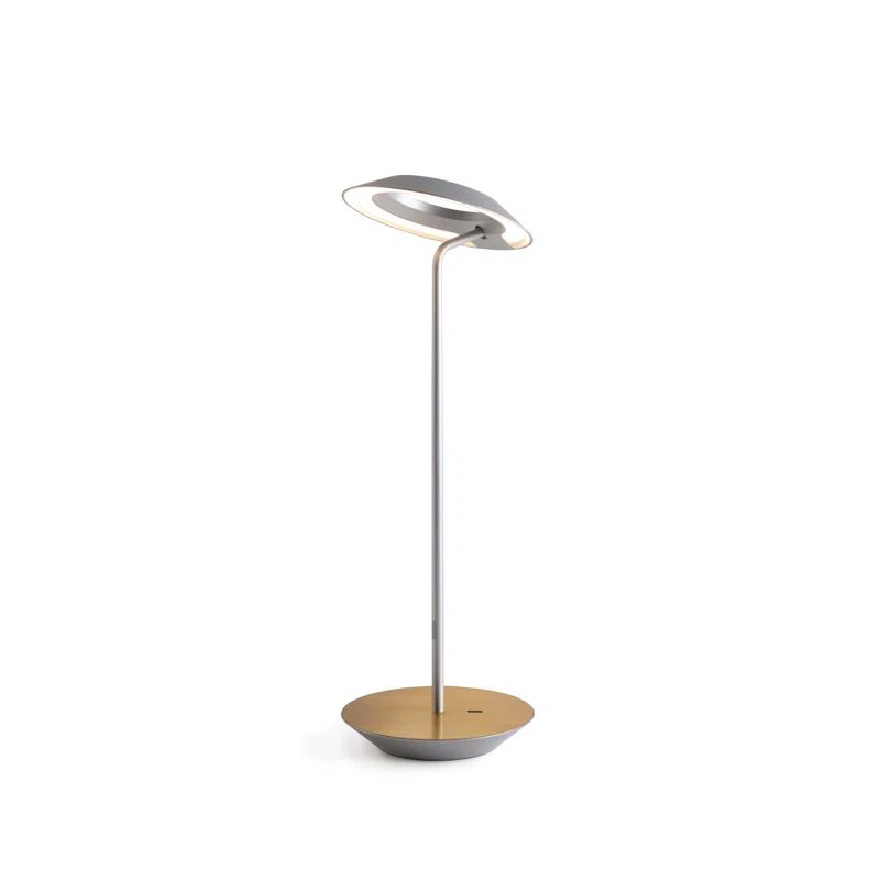 Royyo Circular Silver Adjustable LED Desk Lamp with USB