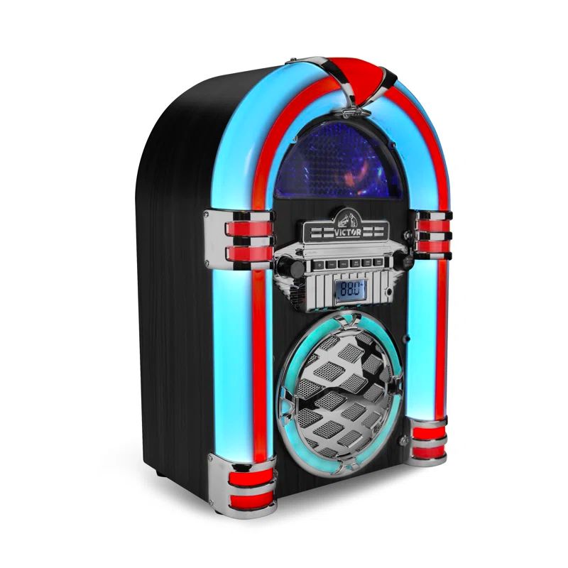 Victor Black Retro Bluetooth Jukebox Speaker with Multicolor LED Lighting