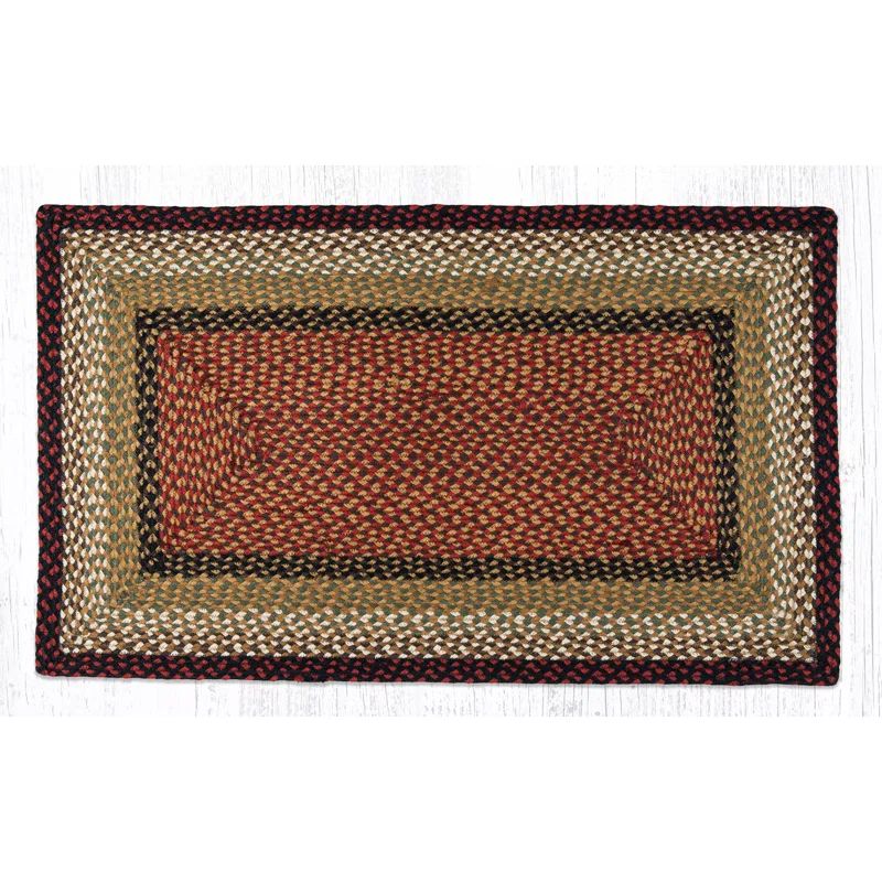 Burgundy and Mustard Braided Jute Oblong Rug 27" x 45"