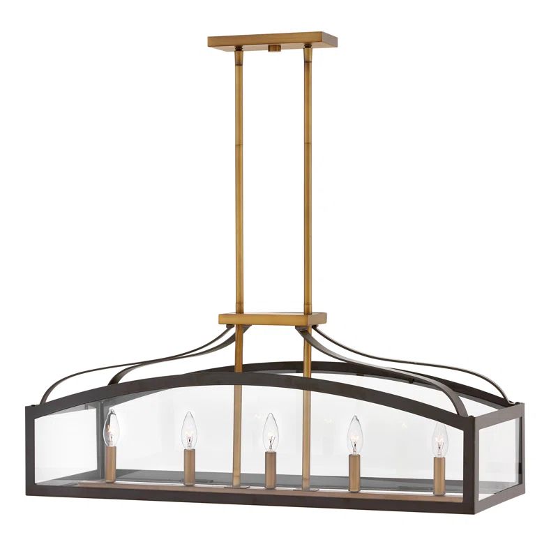 Clarendon Aged Zinc 5-Light Linear Chandelier with Clear Glass
