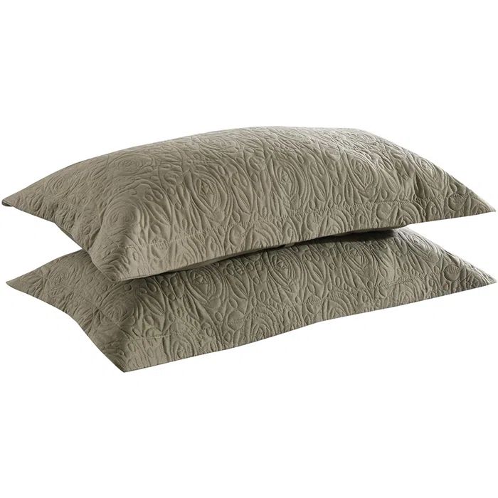 Sage Embroidered Cotton and Polyester Standard Pillow Shams