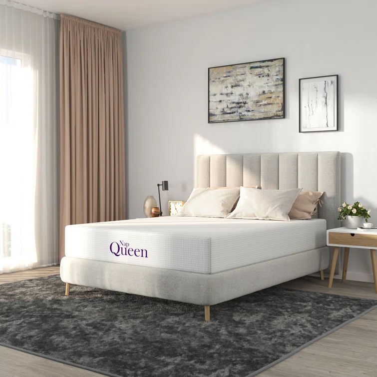 Nap Queen 12'' Full White Bamboo Charcoal Memory Foam Mattress