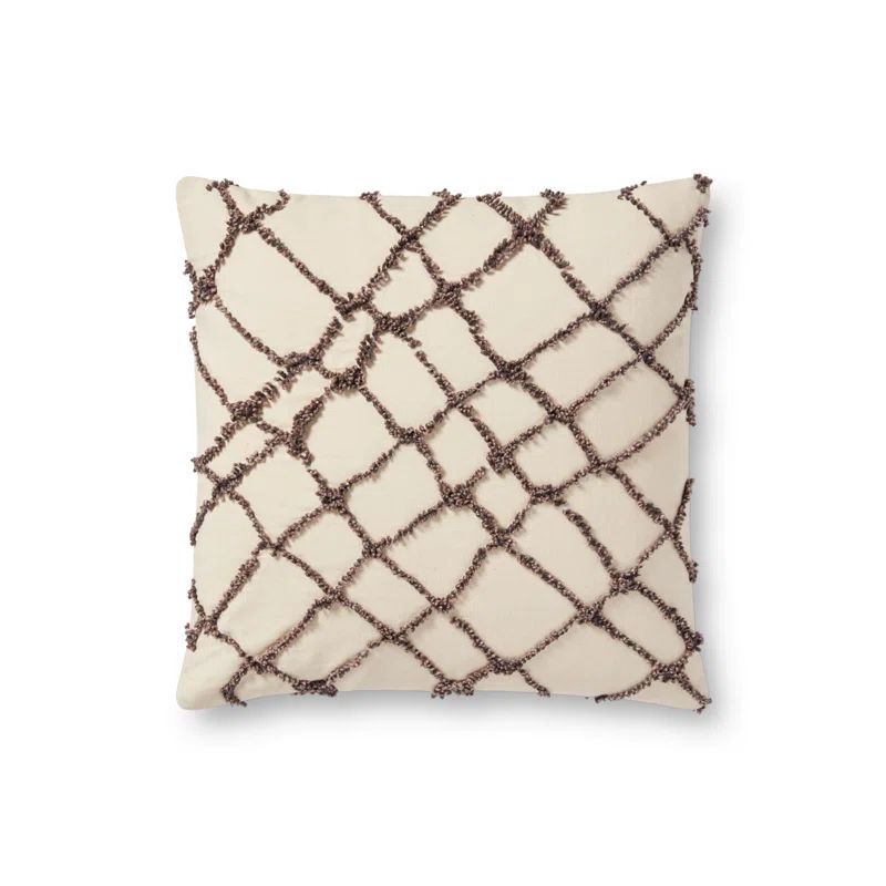 Ivory and Black Cotton 18" x 18" Textured Throw Pillow Set