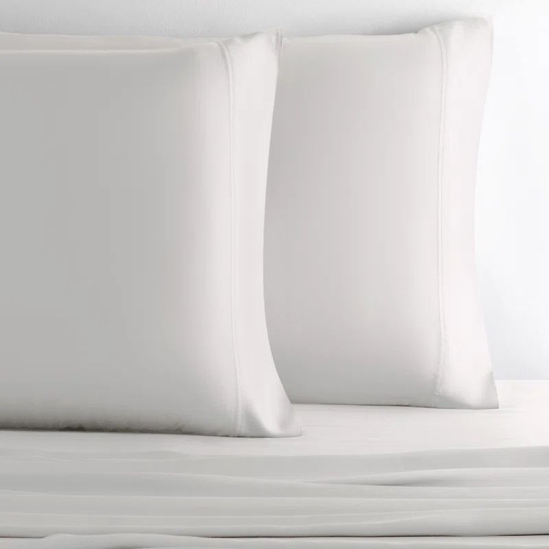 White Sateen Lyocell Standard Pillowcase Set
