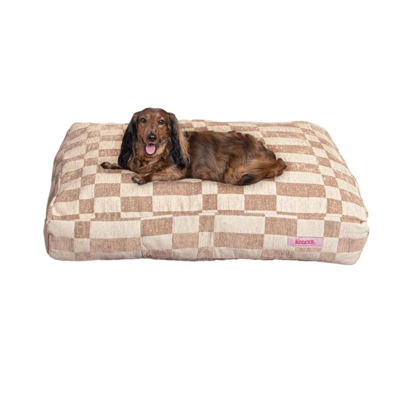 Medium Beige and Cream Polyester Bolster Pet Bed