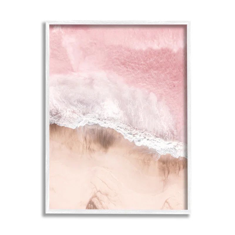 Pink and White Coastal Landscape Framed Canvas Print, 11 x 14