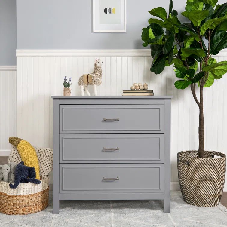 Charlie Classic 3-Drawer Nursery Dresser in Sleek Gray