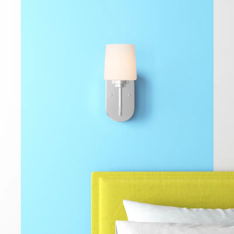 Brushed Nickel Outdoor Dimmable Wall Sconce with Etched Glass