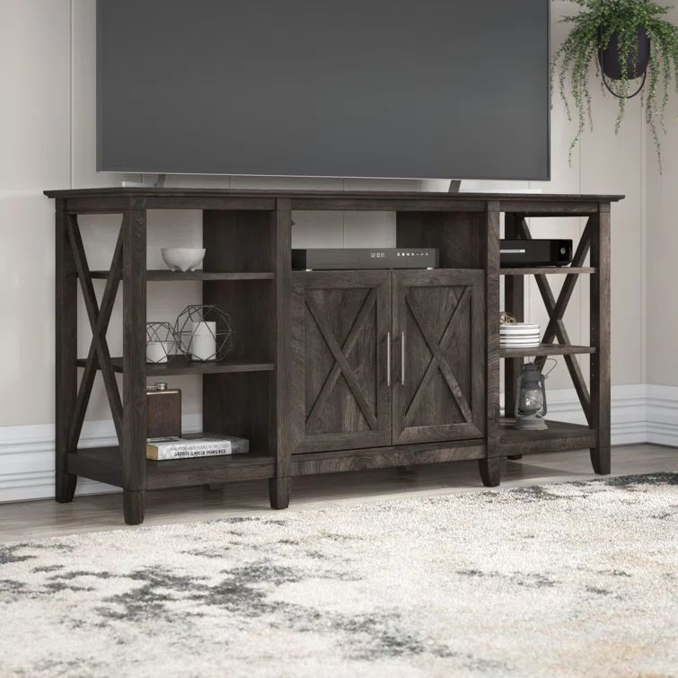 Key West 60'' Dark Gray Hickory Media Console with Adjustable Shelves