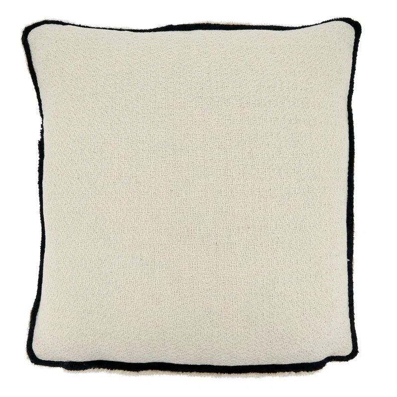 Small Black and White Cotton Reversible Throw Pillow