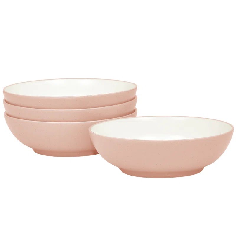 Pink Ceramic 7" Soup and Cereal Bowls Set of 4