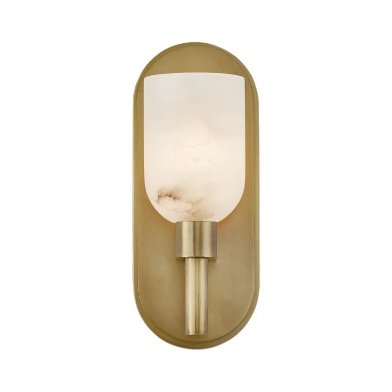Lucian 9'' Vintage Brass Vanity Light with Alabaster Shade