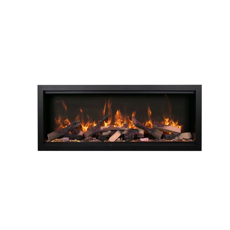34" Black Electric Fireplace with LED Flames