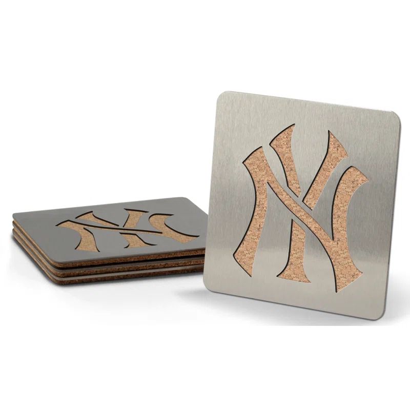 Stainless Steel Square Sports Theme Beverage Coaster Set