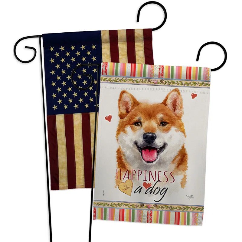 Patriotic Shiba Inu Garden Flag with Double-Sided Design