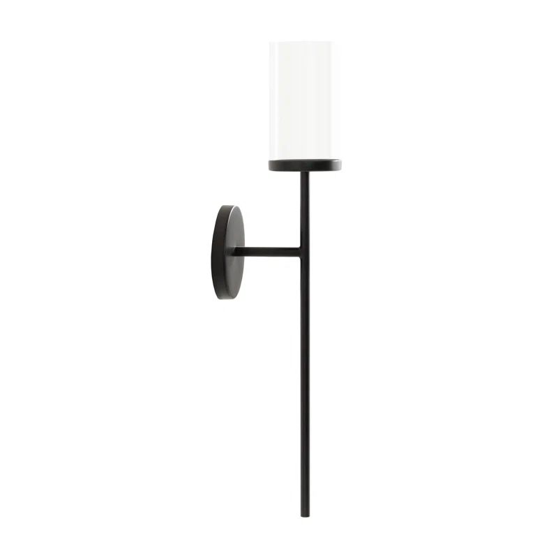 Blaise Black Metal Wall Sconce with Glass Cylinder