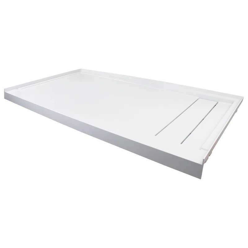 White 60'' x 32'' Rectangular Shower Base with Right Drain
