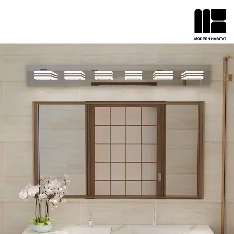 GlamourGaze 39" Chrome and Black Metal LED Vanity Light