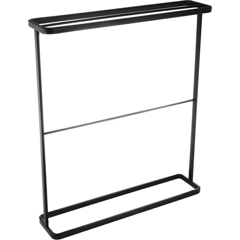 Black Steel Slim Portable Bath Towel Hanger