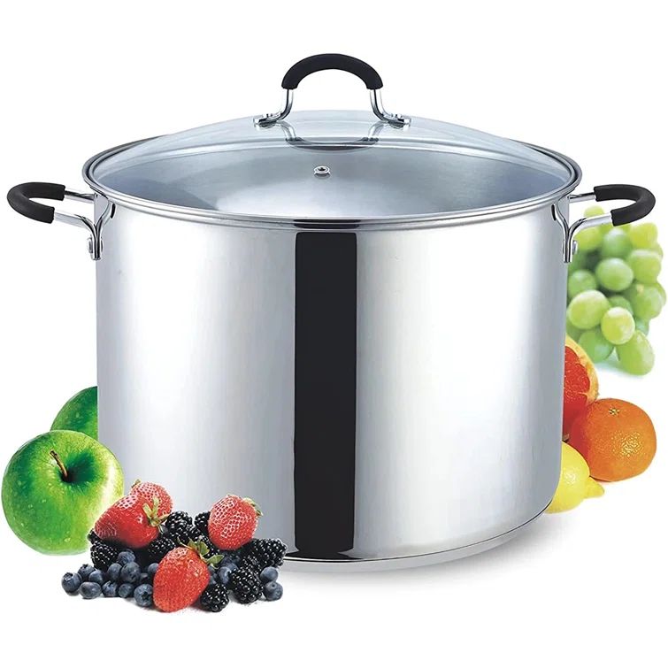 Professional Stainless Steel 24 Quart Stockpot with Glass Lid