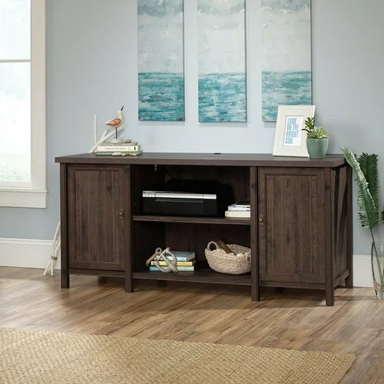 Costa Coffee Oak Finish Wooden Credenza Desk with Filing Cabinet
