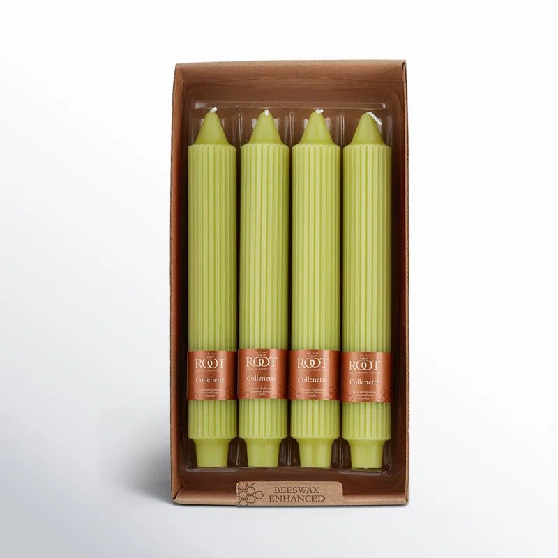 Willow Green Beeswax Enhanced Taper Candles, Set of 4