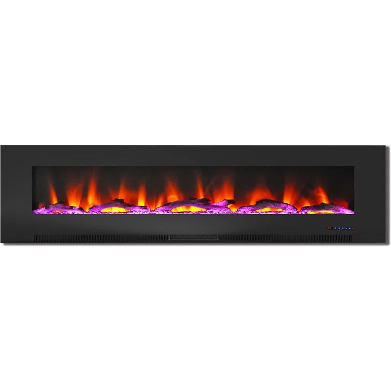 Cambridge 78-Inch Black Electric Wall-Mounted Fireplace with Multi-Color LED Flames