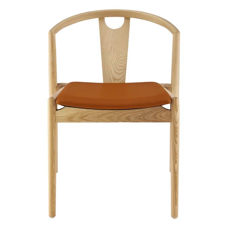 Ambra Tan Faux Leather Swivel Side Chair with Natural Wood Frame