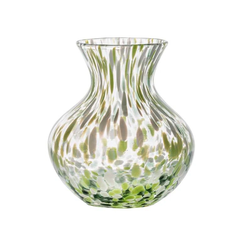 Green Speckled Glass Boho-Chic Table Vase