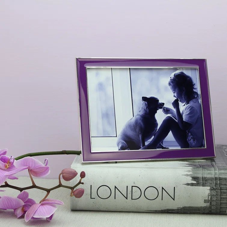 Chiffon Silver 5x7 Enamel Picture Frame with Velvet Backing