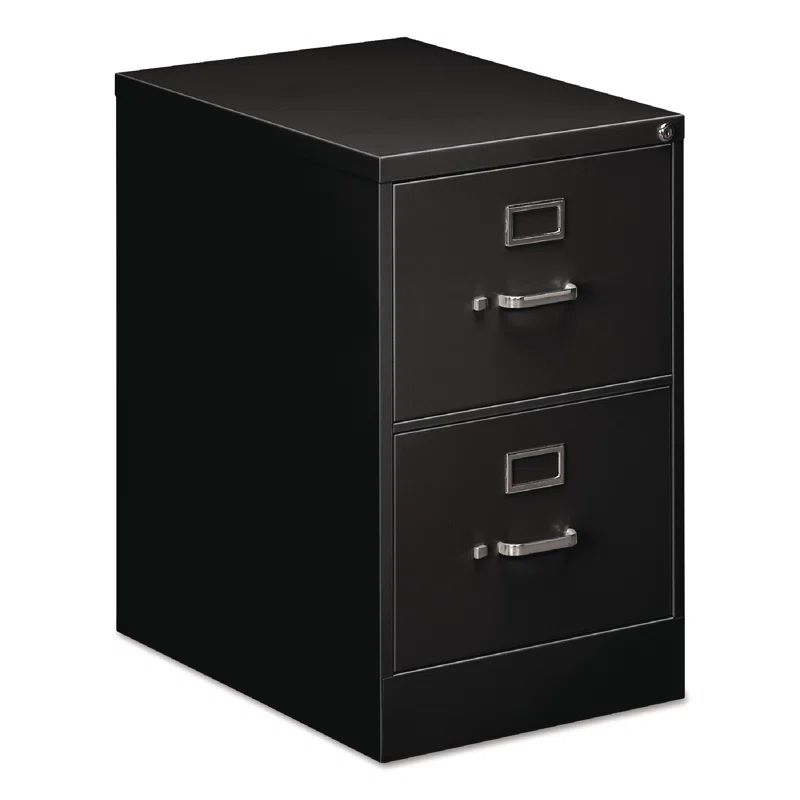 Black 2-Drawer Lockable Vertical Steel File Cabinet