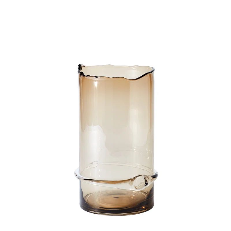 Topaz Polish Crystalline Glass Hurricane with Hand-Applied Ribbon
